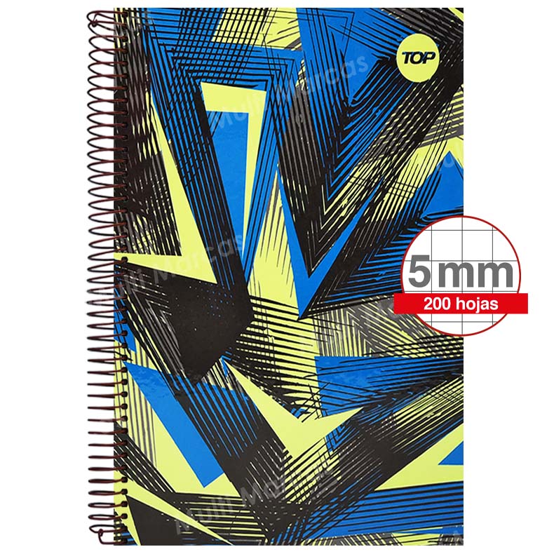 Cuaderno Espiral Tamaño Oficio de 200 Hojas Cuadrícula Corriente 5 mm. - TOP