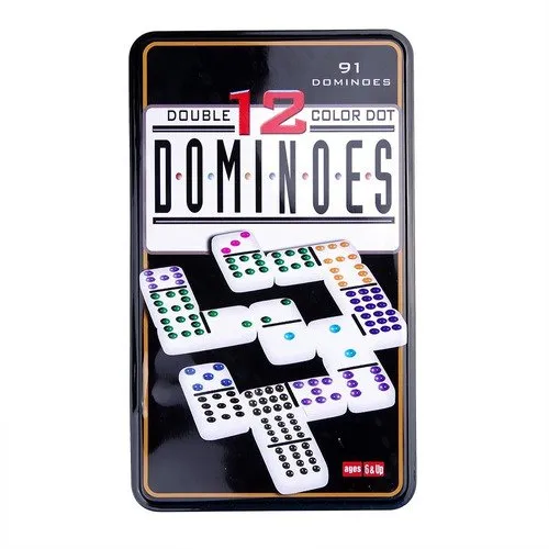 Juego de Dominó Doble de Colores Nro. 12 de 91 Piezas en Caja Metálica