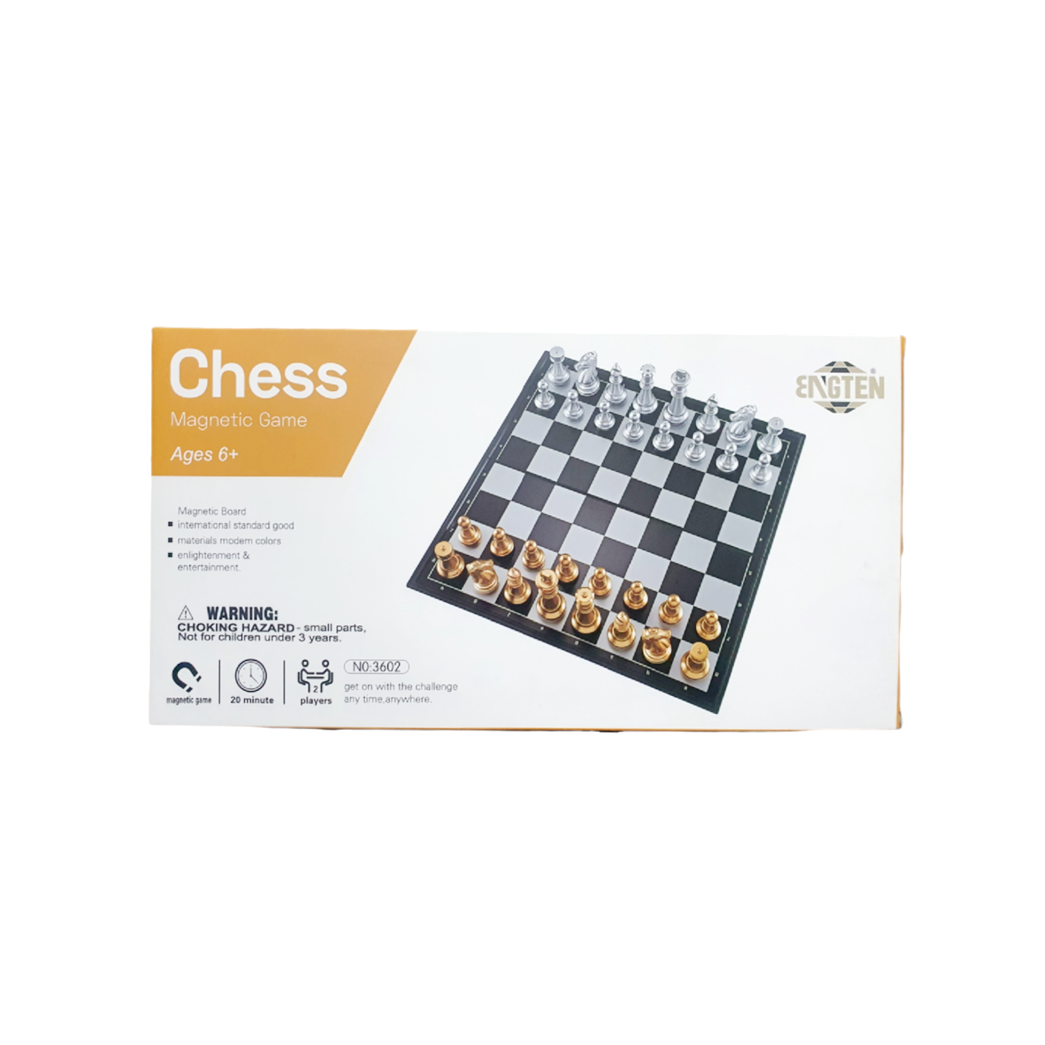 Tablero de Ajedrez Plástico Magnético con Piezas Plateadas y Doradas 34x34 cm. Nro. 3 - 3602