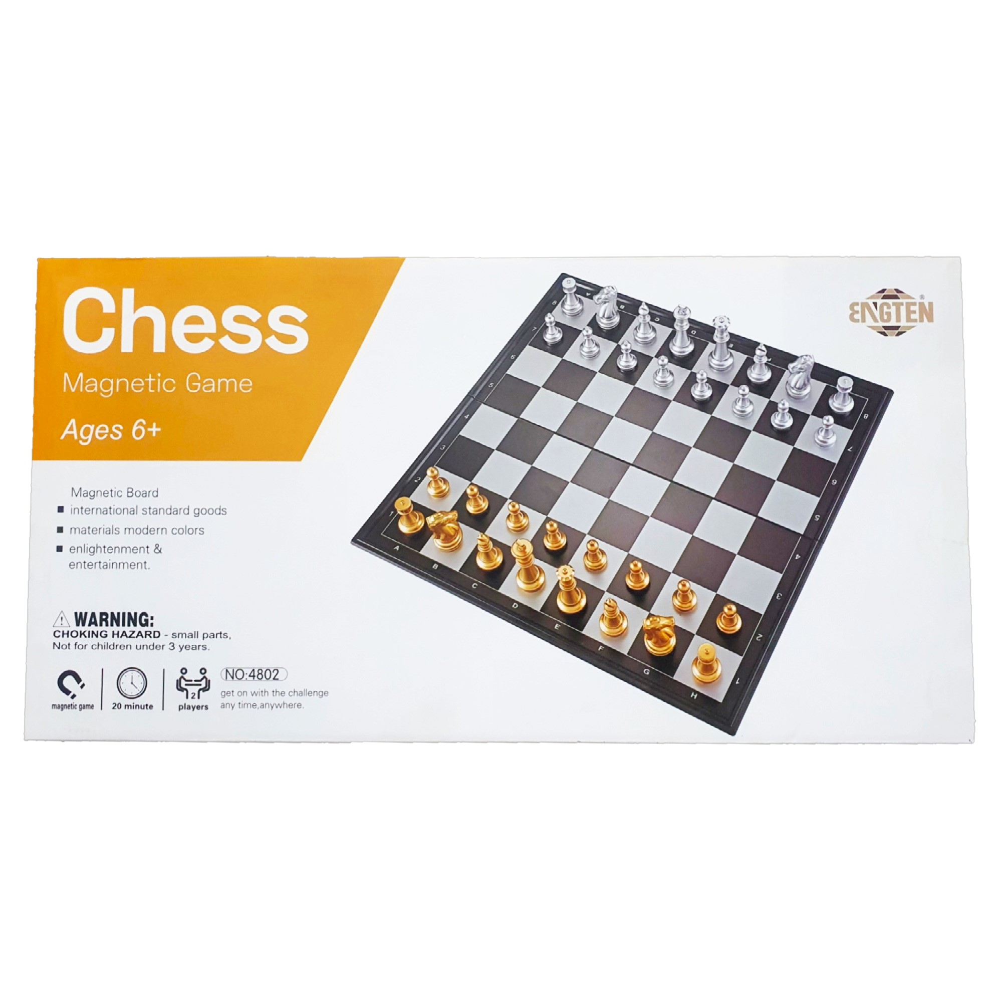 Tablero de Ajedrez Plástico Magnético con Piezas Plateadas y Doradas 50x50 cm. Nro. 5 - 4802