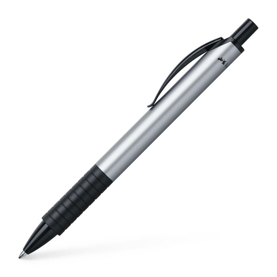 Bolígrafo Basic Cuerpo Plateado y Negro - Tinta Negro - Azul- 143411 - Faber-Castell