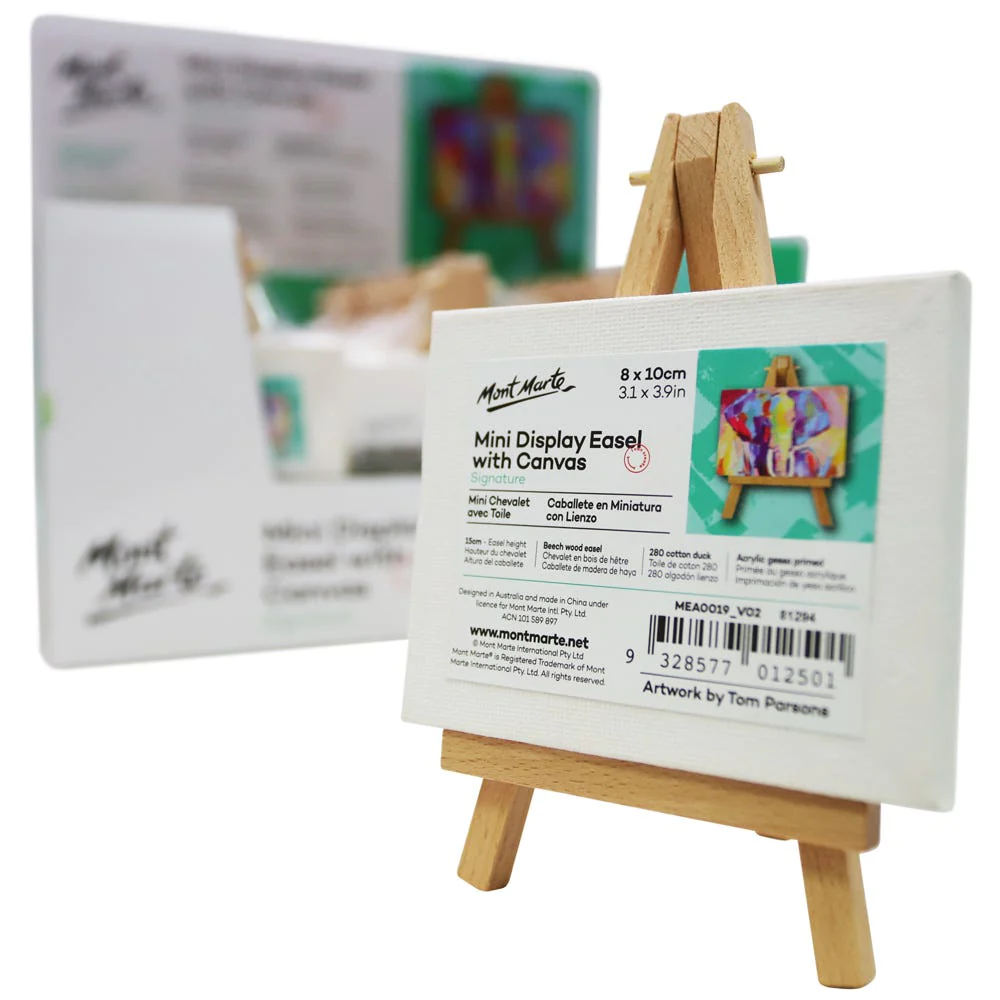 Mini Caballete de Exhibición con Firma en Lienzo de 8x10 cm. - MEA0019 - Mont Marte