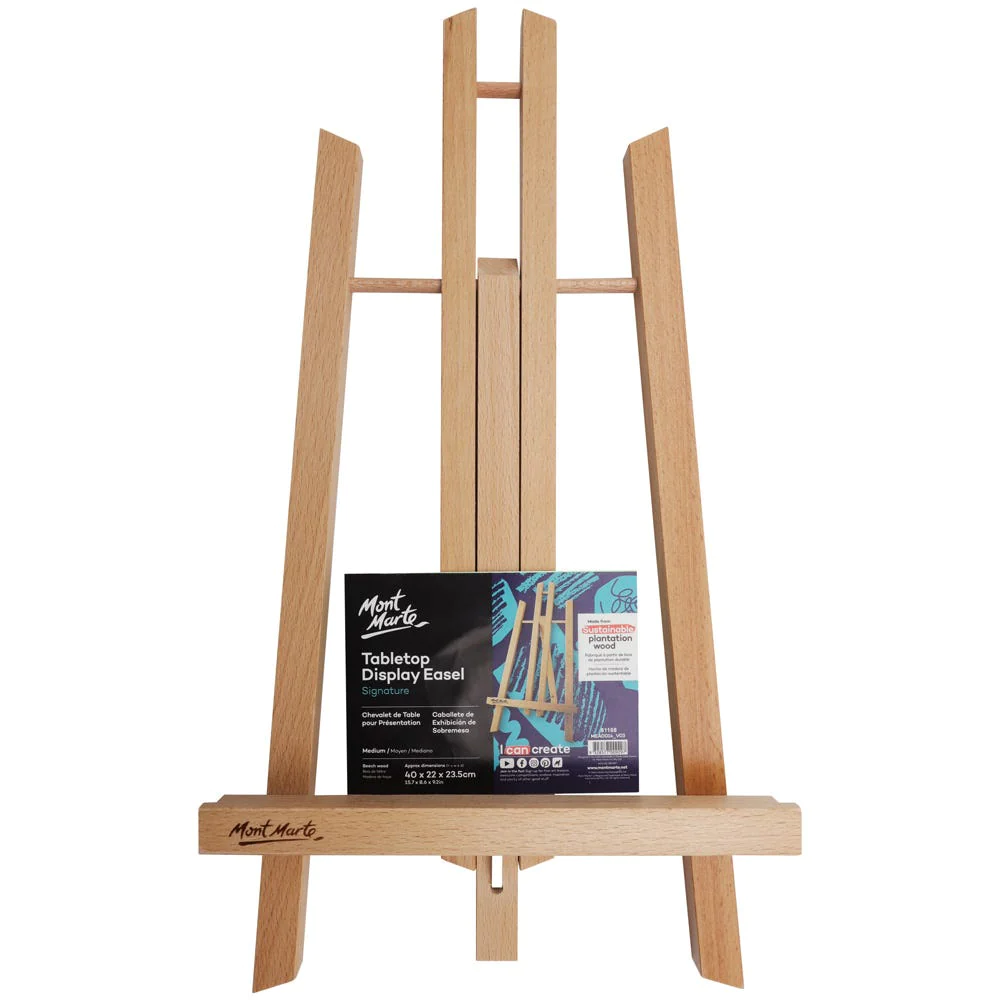 Caballete de Exhibición de Mesa Signature de Madera de Haya - Mediano 40x22x23.5 cm.- MEA0014 - Mont Marte