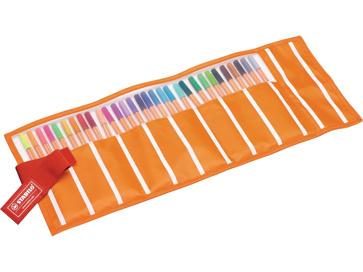 Set de 30 Micropuntas Stabilo Point-88 + Estuche Roller Naranja