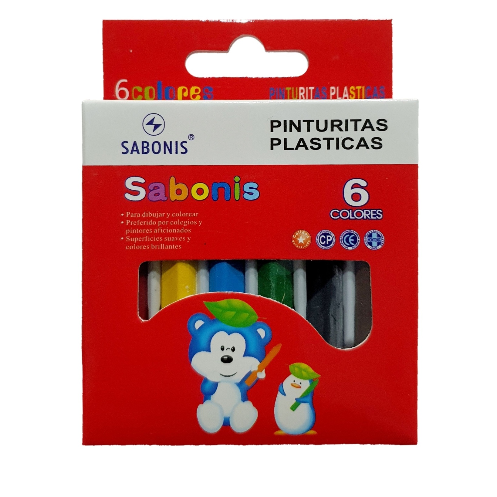 Set de 6 Crayones Plásticos, Colores Básicos - CY048 - SABONIS