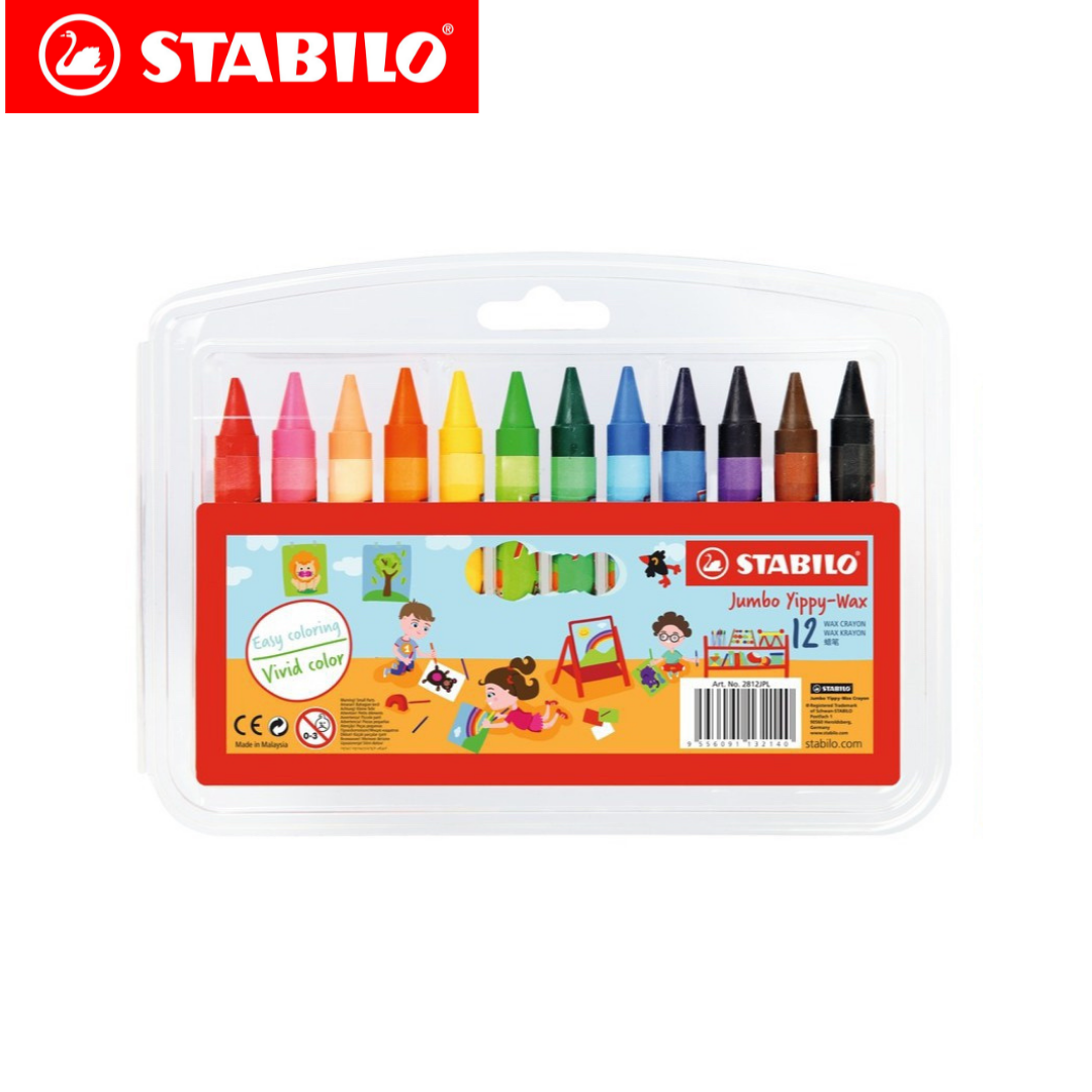 Set de Crayones Jumbo Yippy Wax de 12 Colores - 2812JPL - STABILO