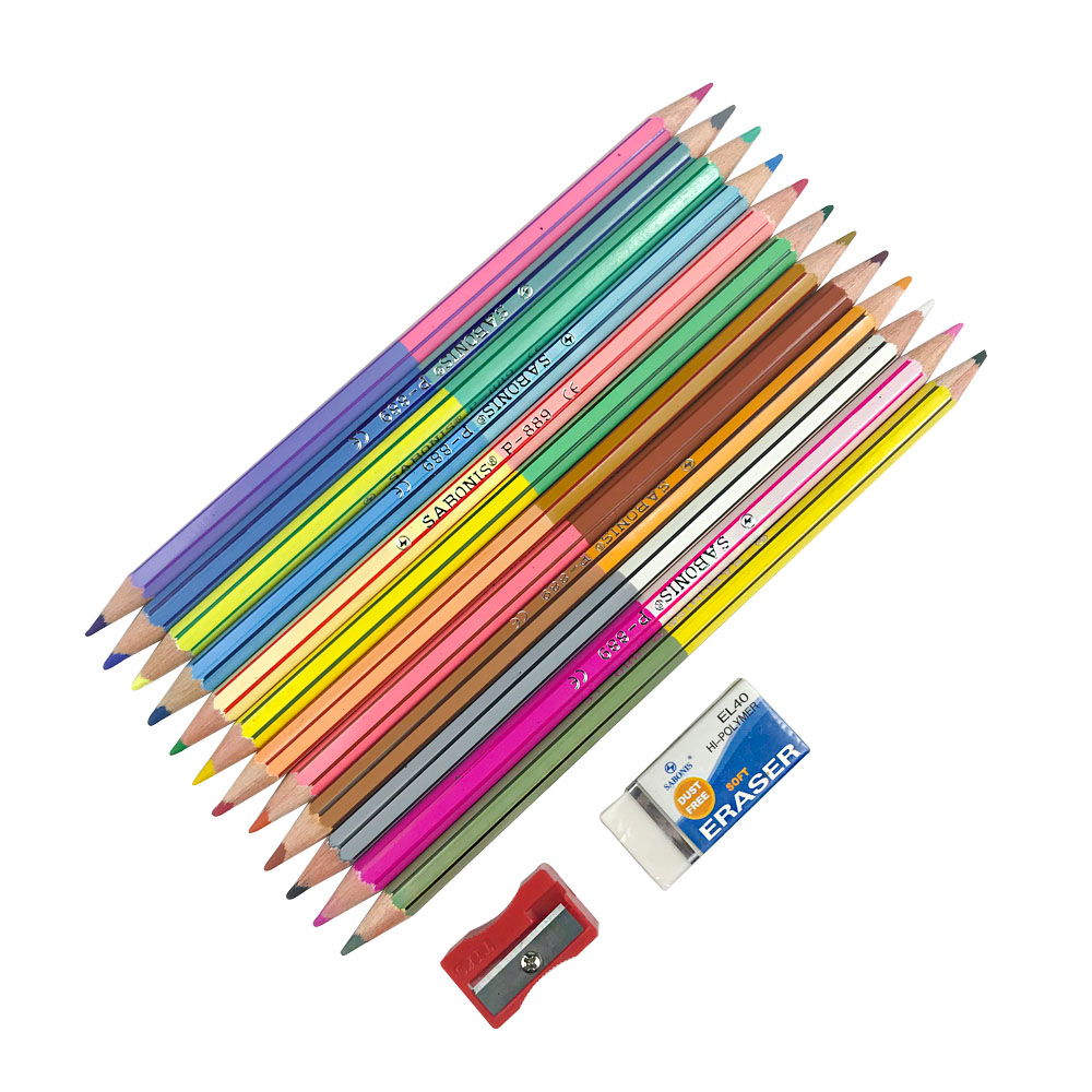 Set de 12 Lápices Bicolor En Estuche Plástico SABONIS