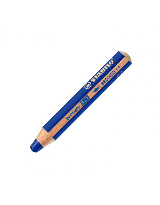 Lápiz de Color STABILO 880/405 Azul Ultramar - Cera y Acuarela Woody Extra Grueso