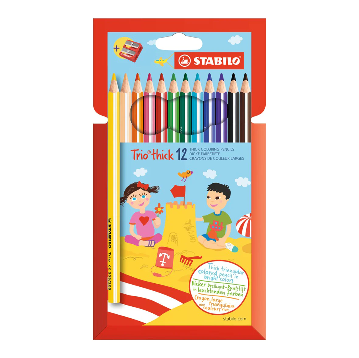 Set de 12 Lápices de Color Jumbo Trio thick con Tajador STABILO 203/2-12