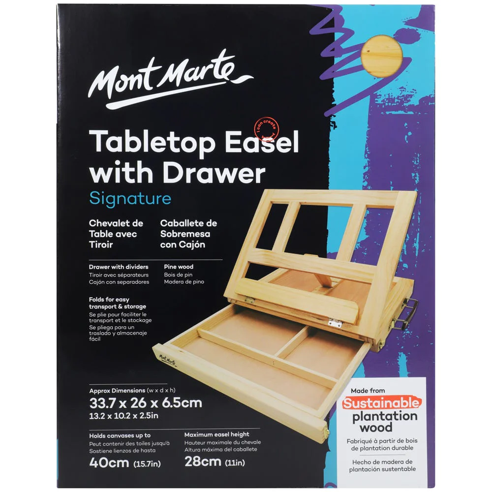 Caballete de Sobremesa de Madera de Pino con Cajon 40 cm MONT MARTE MEA0023