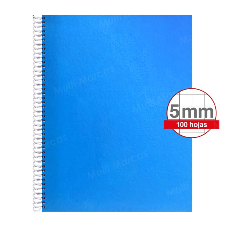 Cuaderno Artesanal de 100 Hojas, Tamaño Carta Cuadrícula 5 mm. Anillo Plástico, Tapa de Colores Plenos