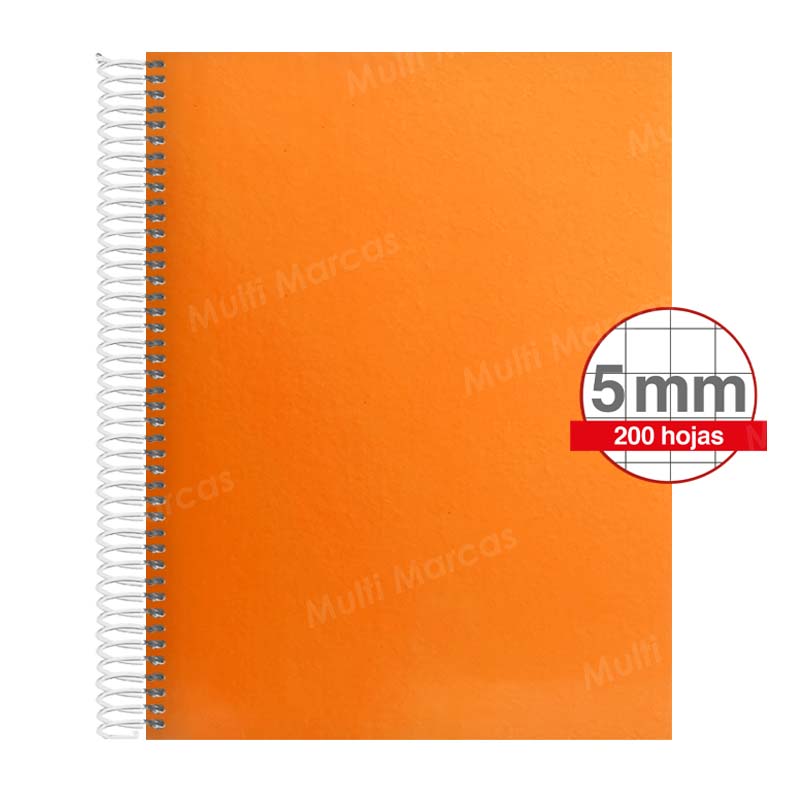 Cuaderno Artesanal de 200 Hojas, Tamaño Carta Cuadrícula 5 mm. Anillo Plástico, Tapa de Colores Plenos
