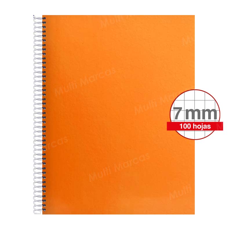 Cuaderno Artesanal de 100 Hojas, Tamaño Carta Cuadrícula 7 mm. Anillo Plástico, Tapa de Colores Plenos