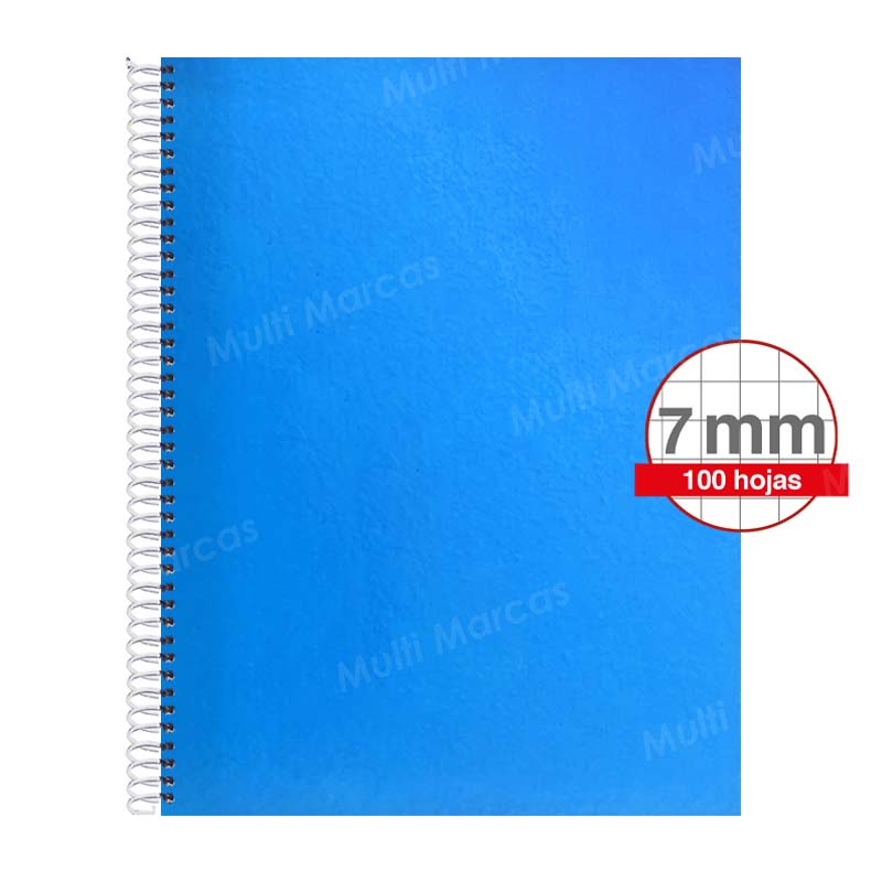 Cuaderno Artesanal de 100 Hojas, Tamaño Carta Cuadrícula 7 mm. Anillo Plástico, Tapa de Colores Plenos