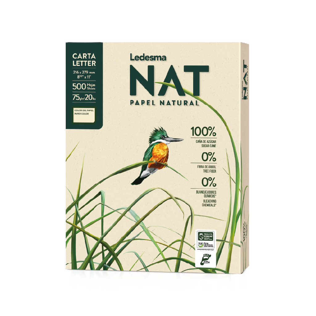 Paquete de 500 Hojas de papel bond Ecológico Tamaño Carta, 75 g - NAT