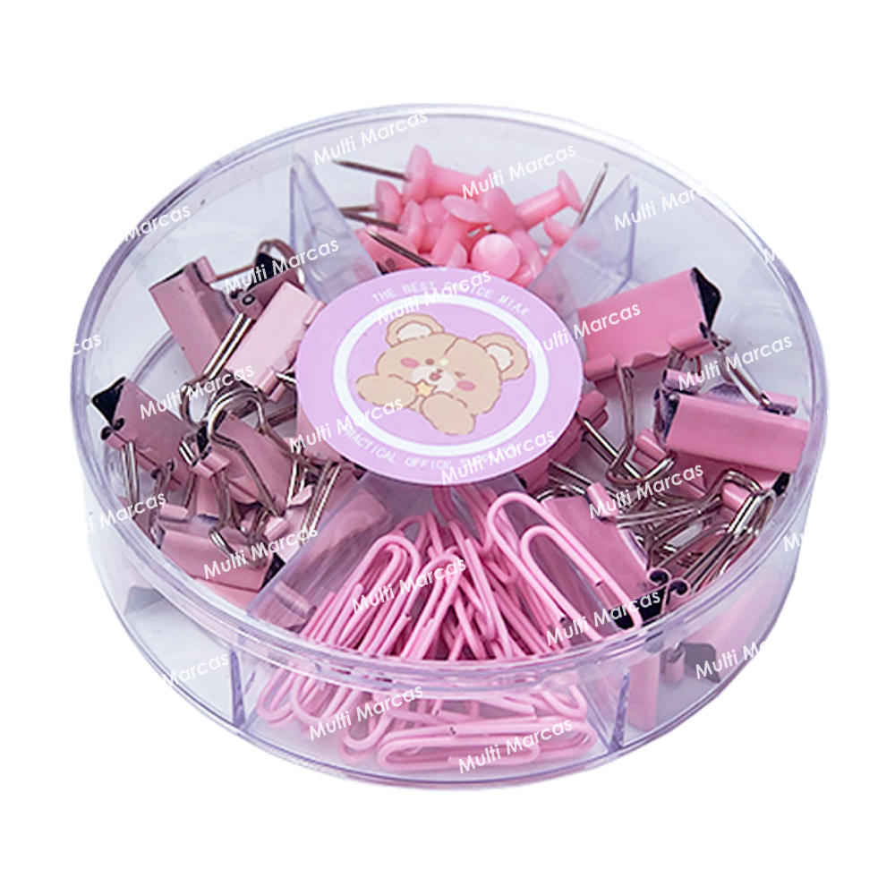 Set de Binder Clips, Push Pins, Clips 4 en 1 Colores Pastel - 7705