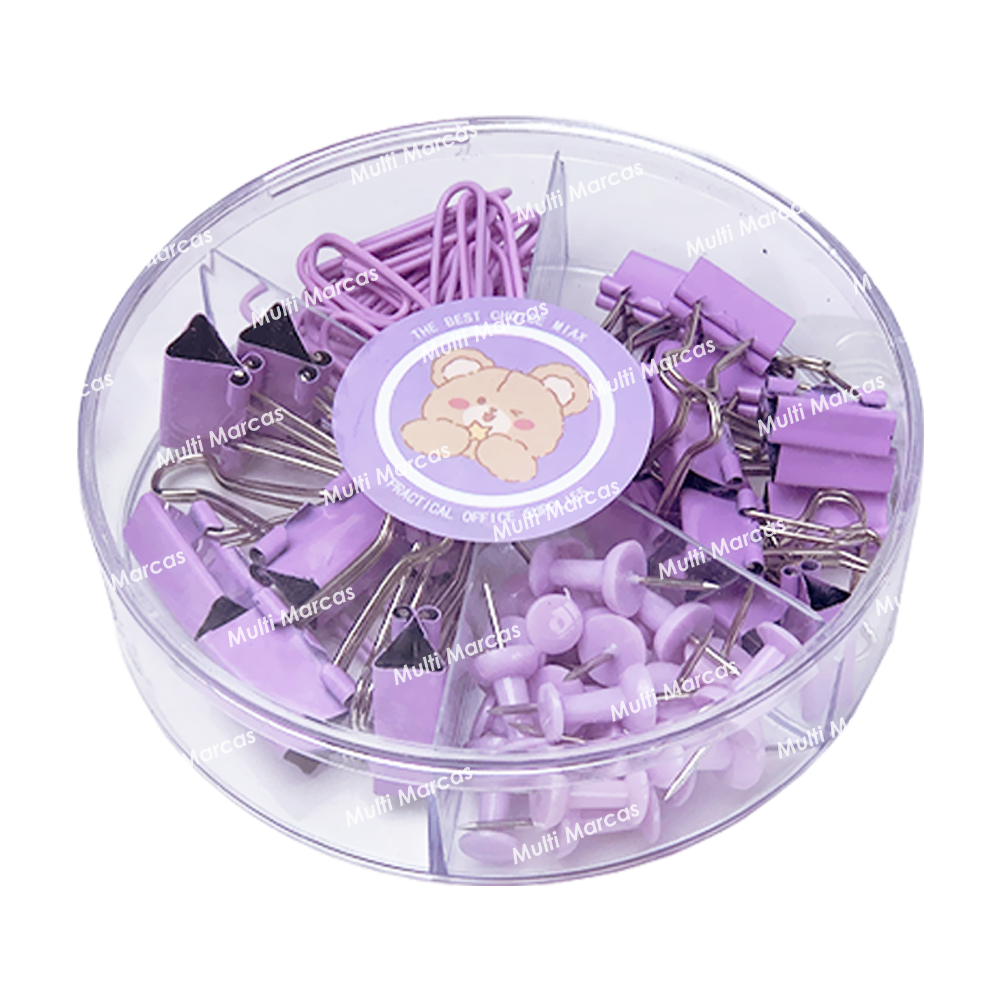 Set de Binder Clips, Push Pins, Clips 4 en 1 Colores Pastel - 7705