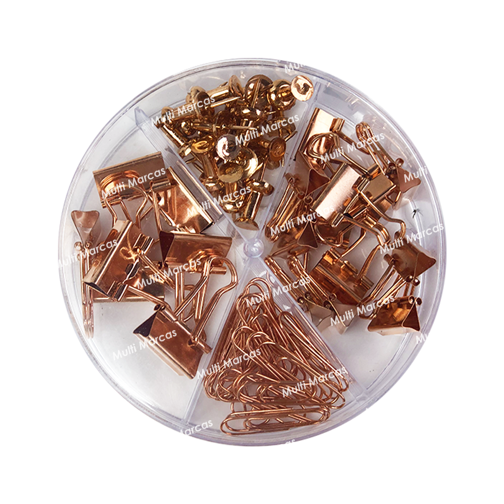 Set de Binder Clips, Push Pins, Clips 4 en 1 Color Cobre - 7705-1
