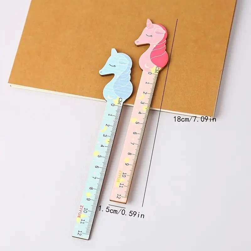 Regla De Madera Animada Forma de Unicornio De 12 Cm. - S749 - ZIYUE