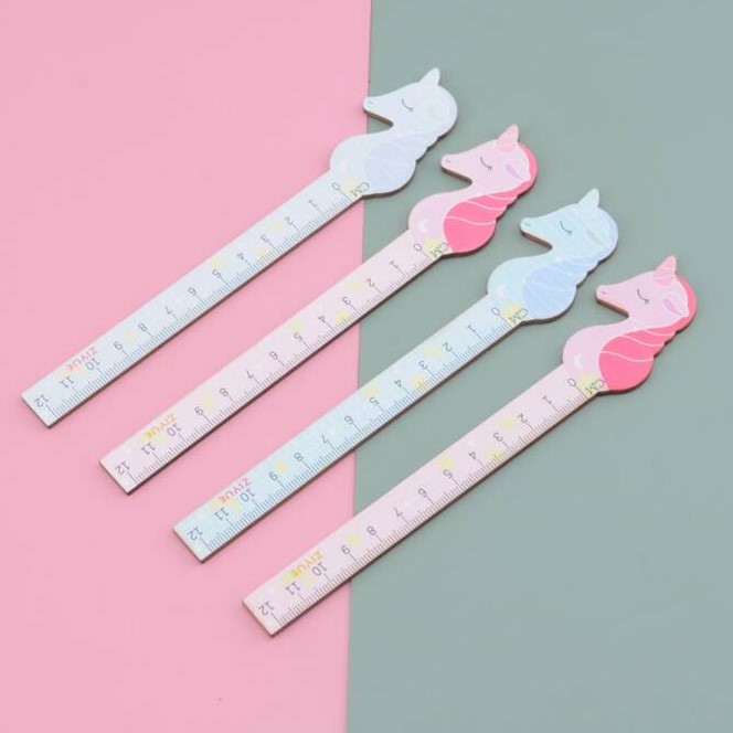 Regla De Madera Animada Forma de Unicornio De 12 Cm. - S749 - ZIYUE