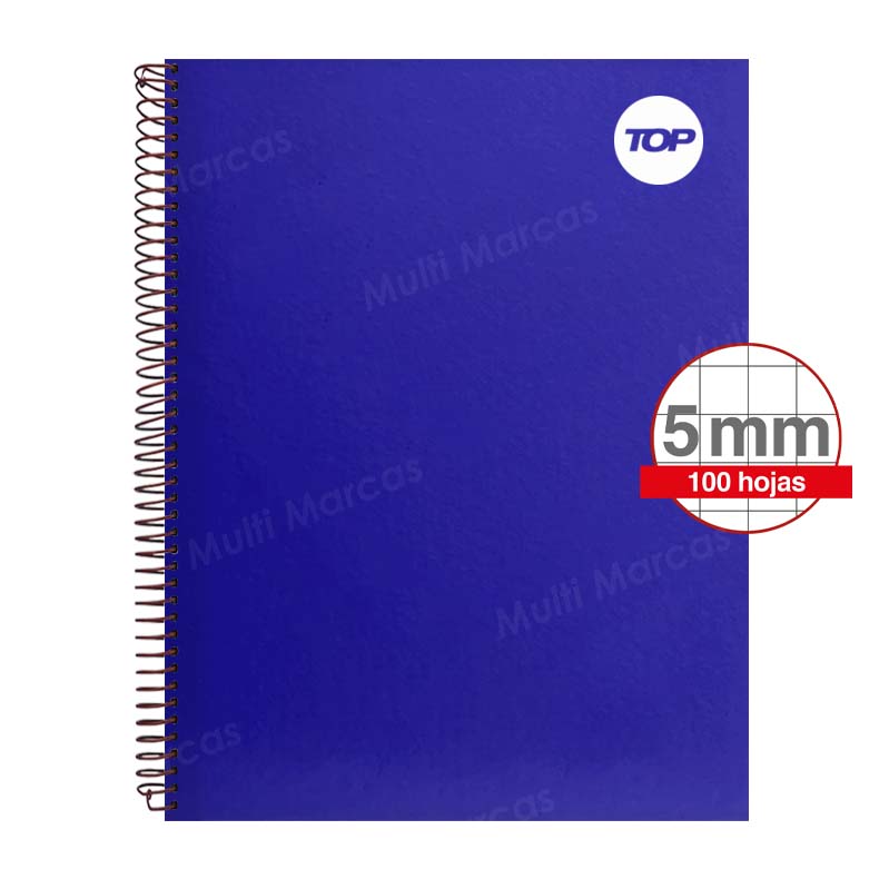 Cuaderno Con Espiral Doble, Tapa de Colores Plenos, 100 Hojas, Tamaño Carta, Cuadrícula Corriente, 70 gr. - TOP