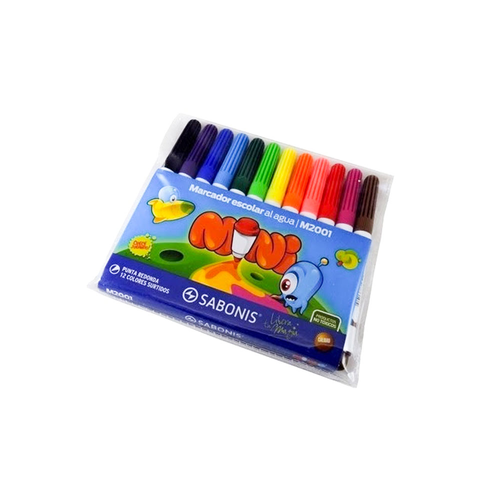 Set de 12 Mini Marcadores Punta Fina SABONIS