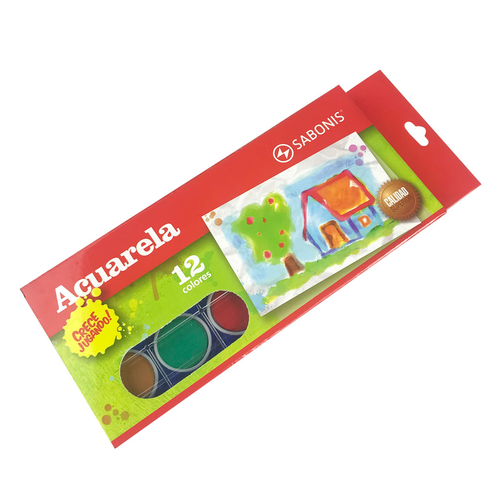 Set de Acuarelas Estuche Plástico (12 colores + Pincel) AC012 SABONIS