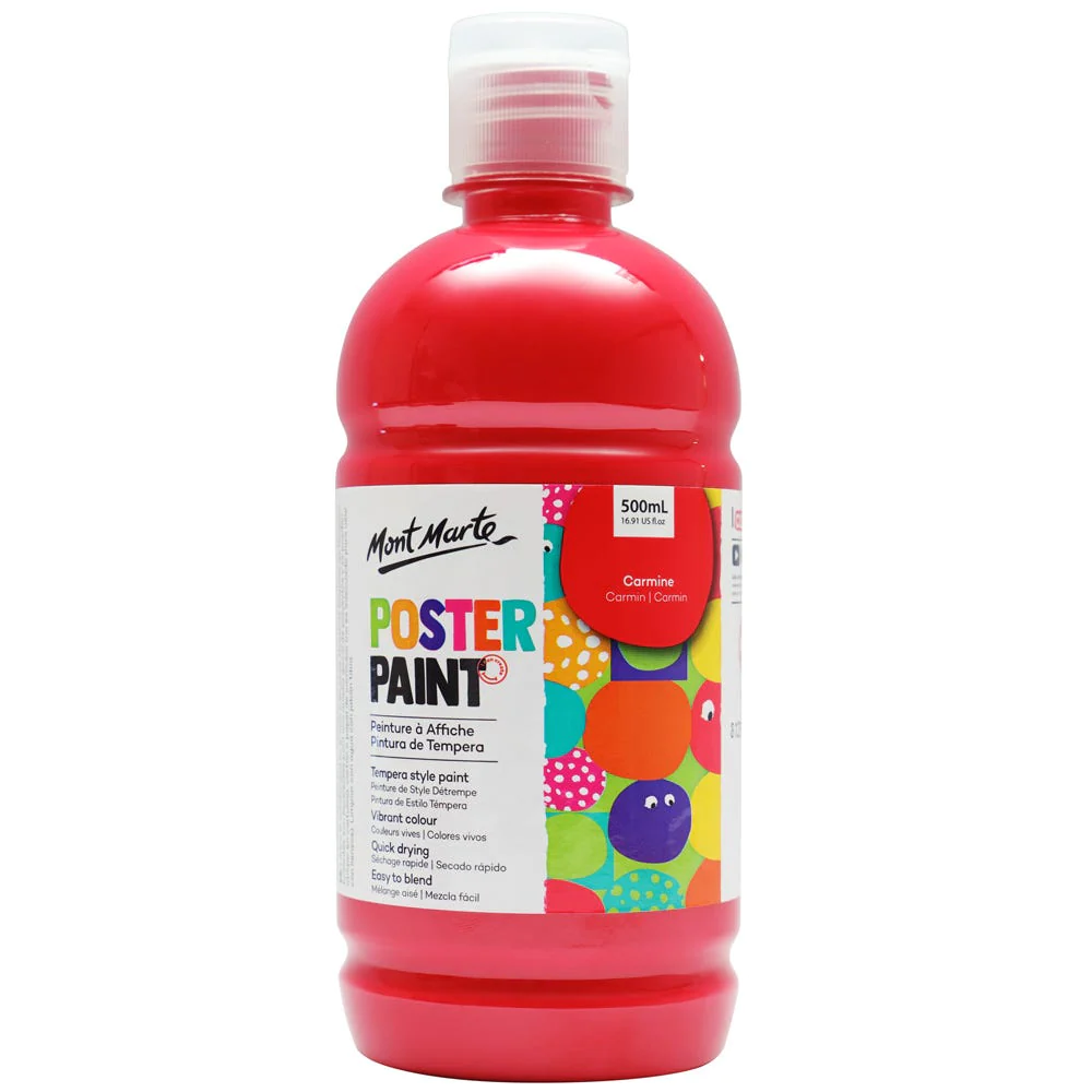 Bote de Témpera de 500 ml. Color Rojo Carmín - MPST0003 - Mont Marte