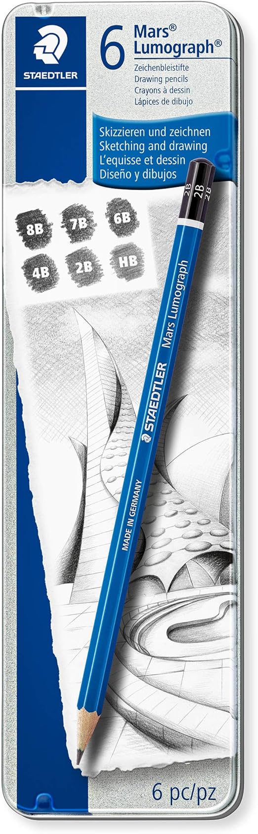 Set de 6 Lápices Grafito Lumograph® en Caja Metálica - 100 G6 - STAEDTLER