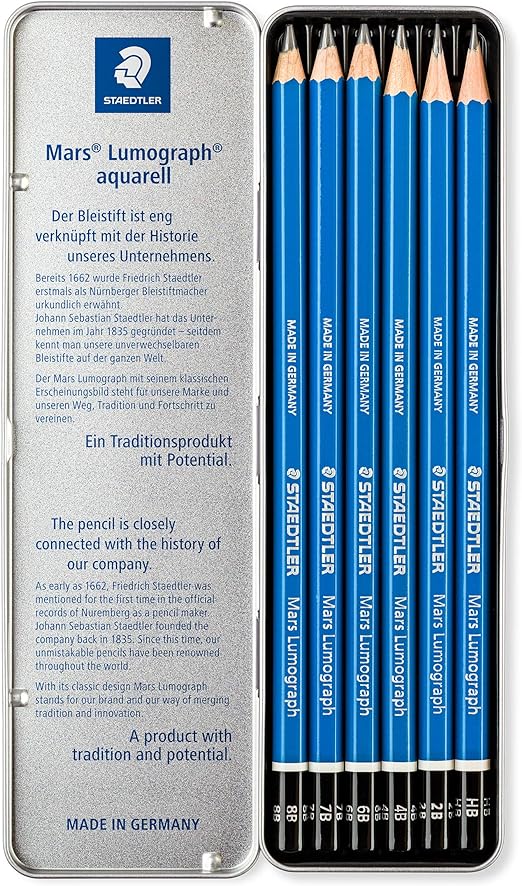 Set de 6 Lápices Grafito Lumograph® en Caja Metálica - 100 G6 - STAEDTLER