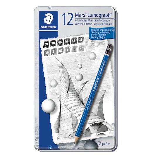Set de 12 Lápices Grafito Lumograph® en Caja Metálica - 100 G12 S - STAEDTLER