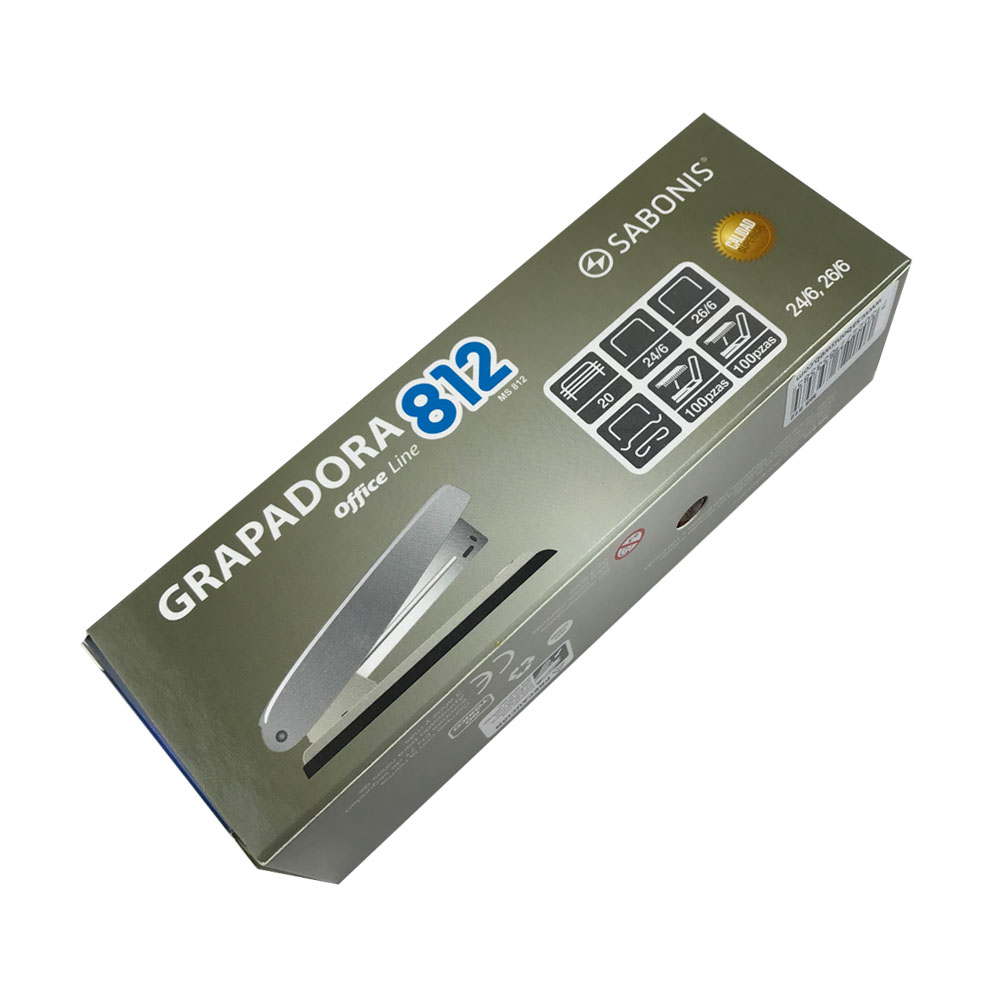 Engrapadora Metálica de Escritorio, Grande, Capacidad 25 Hojas MS812 SABONIS