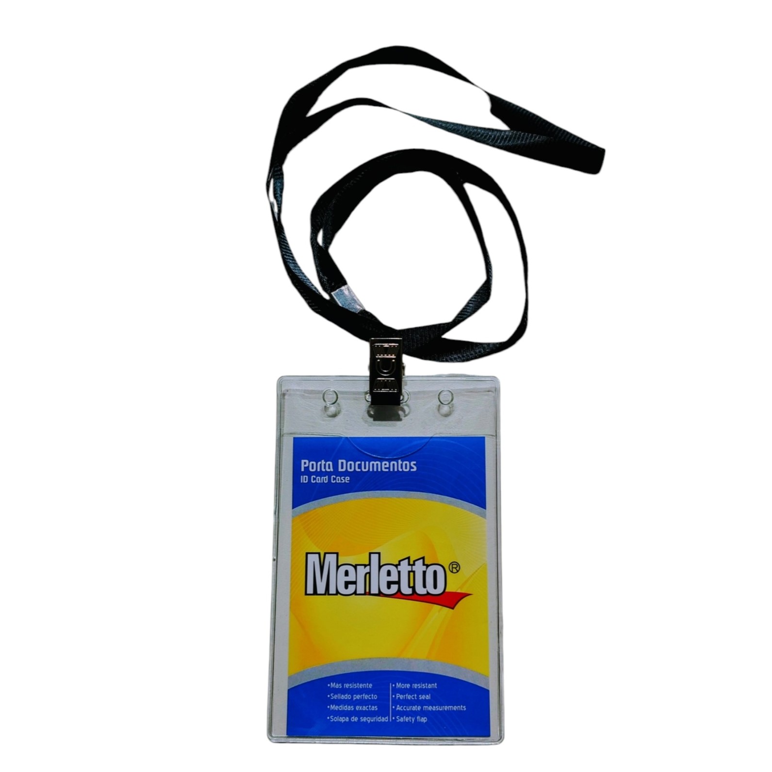 Porta Credencial Grande Formato Vertical Para Tarjeta de 7 x 10 cm. + Cinta de Colgar - MERLETTO