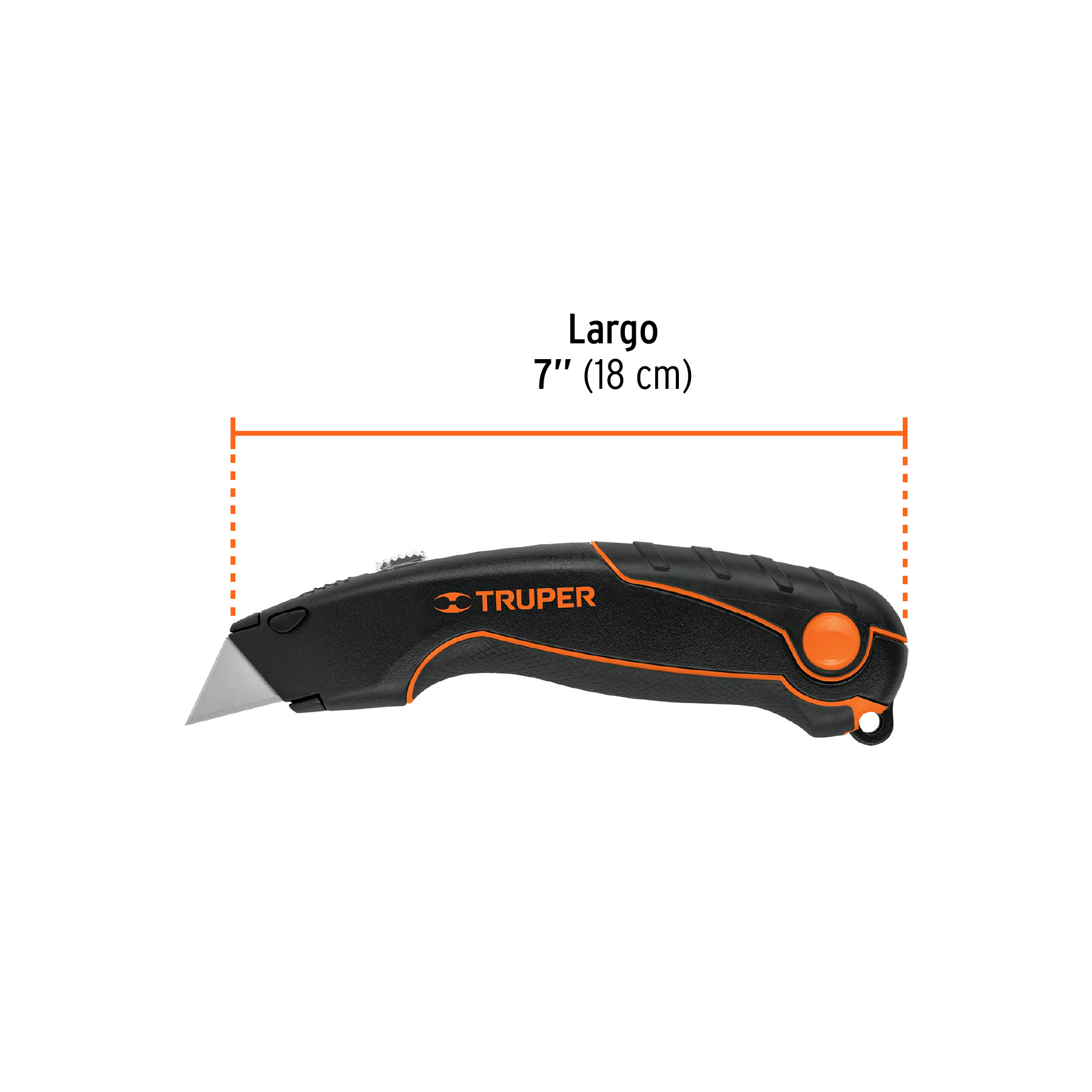 Cuchilla / Navaja / Estilete Retráctil de 7 '' Pulgadas Cuerpo de Aluminio Con 4 Cuchillas de Acero Resistente SK2 - 16950 - TRUPER
