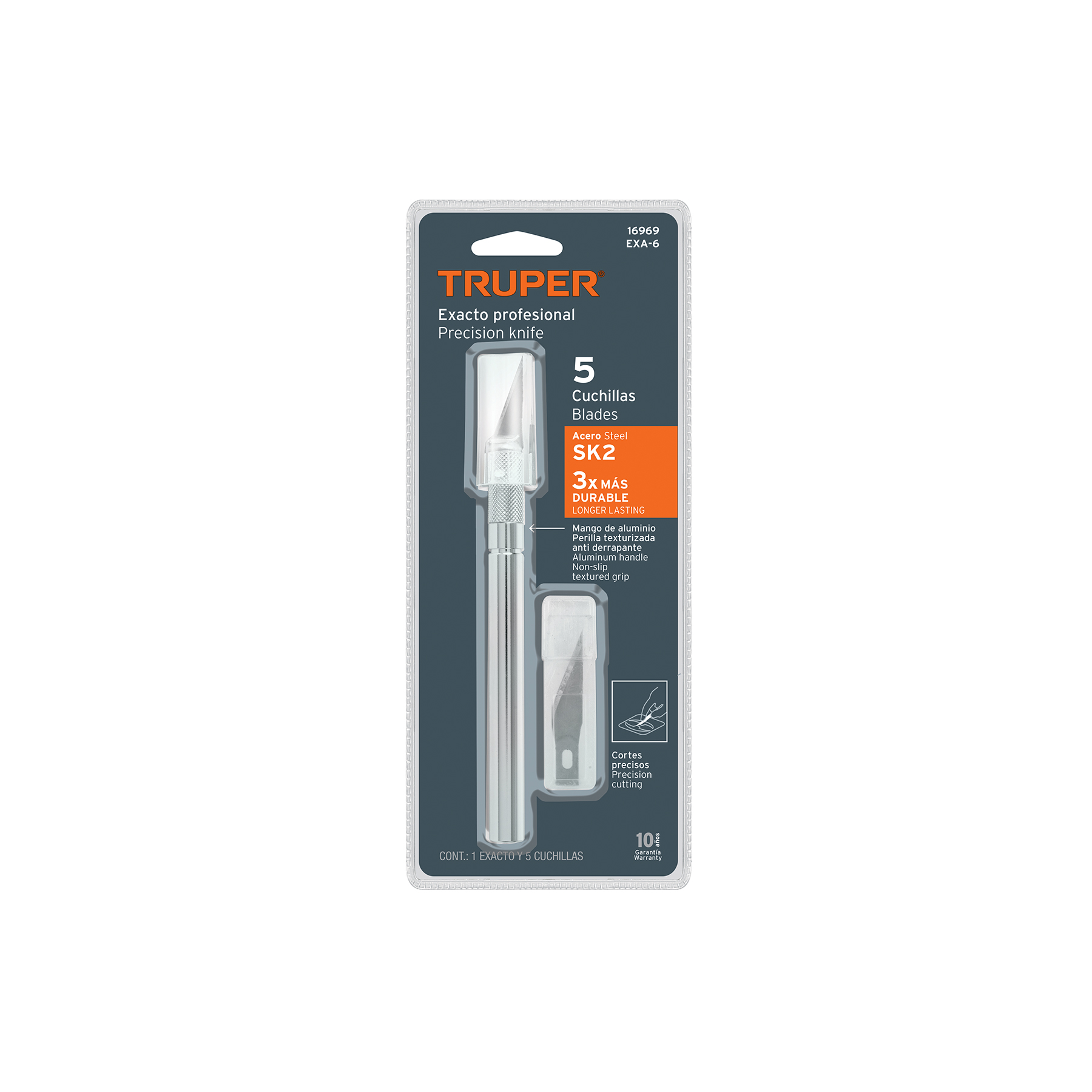 Cuchilla Exacto Profesional de 6'' Pulgadas + 5 Cuchillas de Acero SK2 - EXA-6 - 16969 - TRUPER