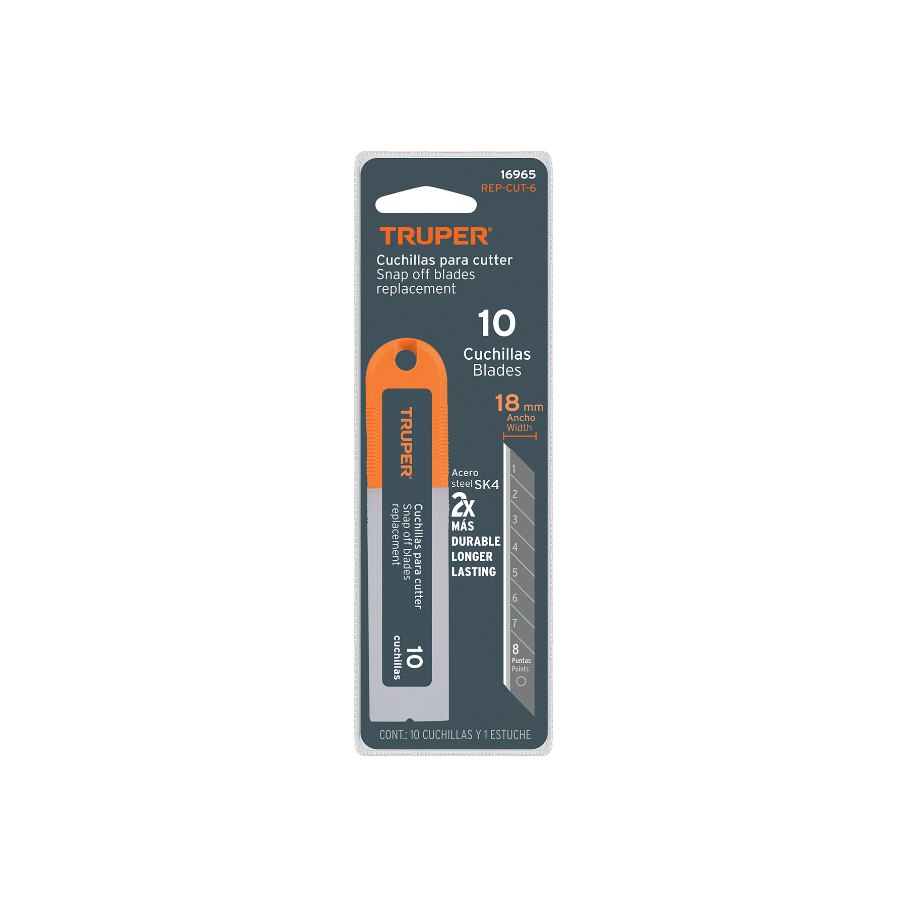 Set de 10 Cuchillas SK4 de 18 mm. en Estuche Para Estilete / Cutter - REP-CUT-6 - 16965 - TRUPER