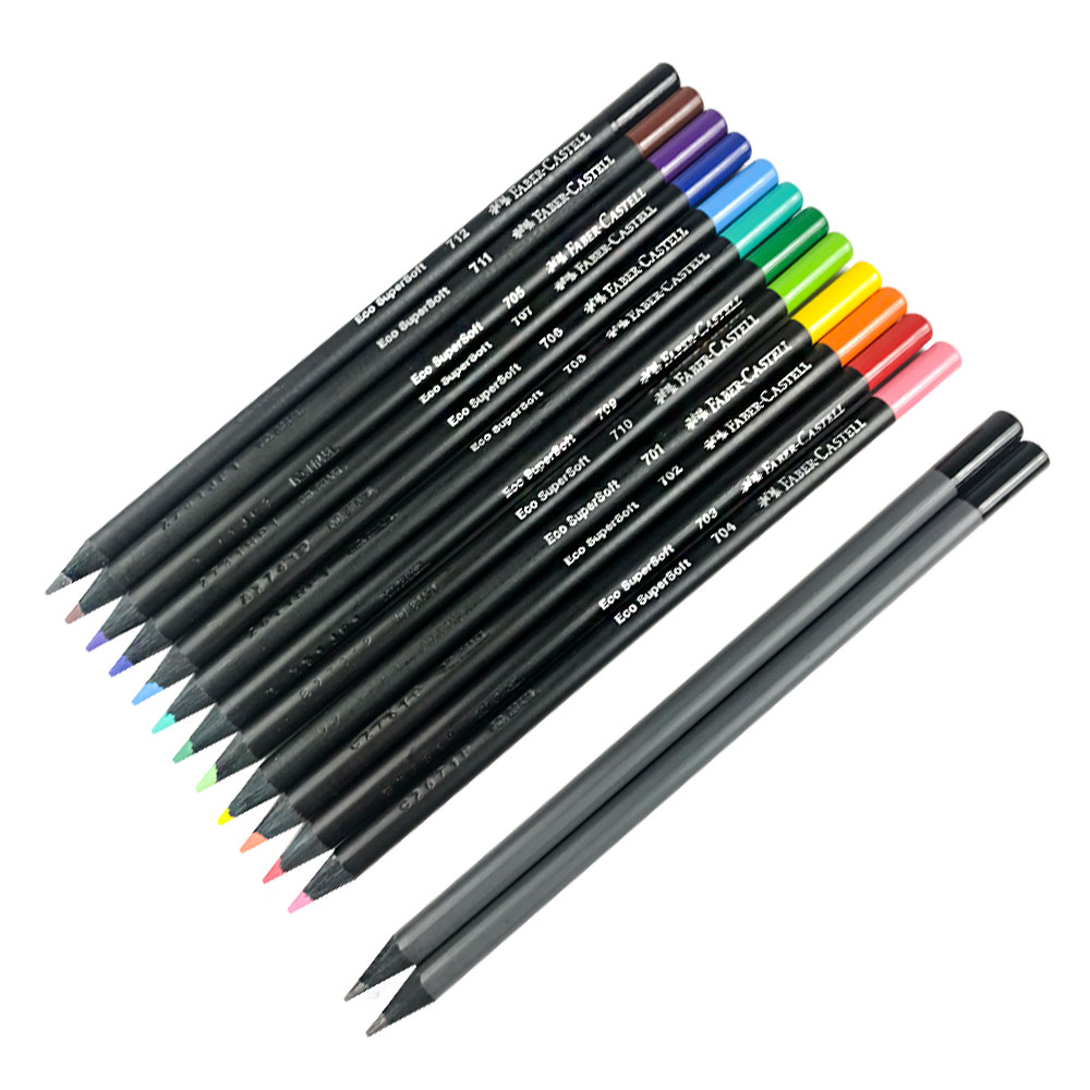 Set de 12 EcoLápices de Color Supersoft + 2 Ecolápices Grafito de regalo 120712SOFT+2 FABER CASTELL