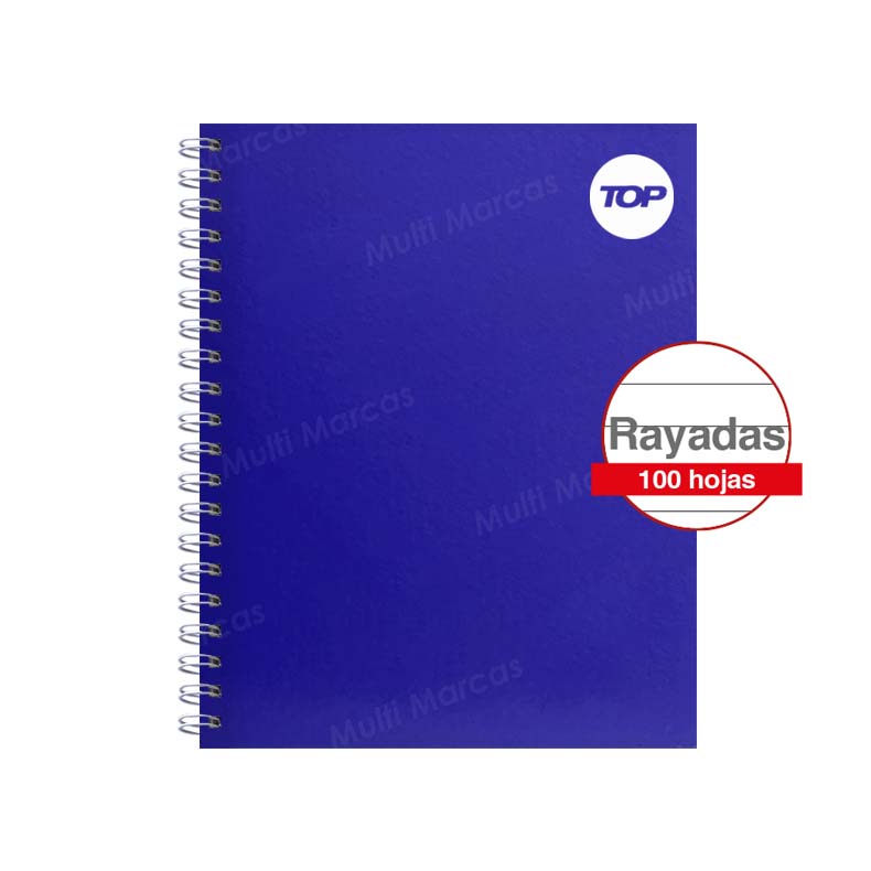 Cuaderno Anillado Medio 1/2 Oficio TOP Pleno con 100 Hojas Rayadas
