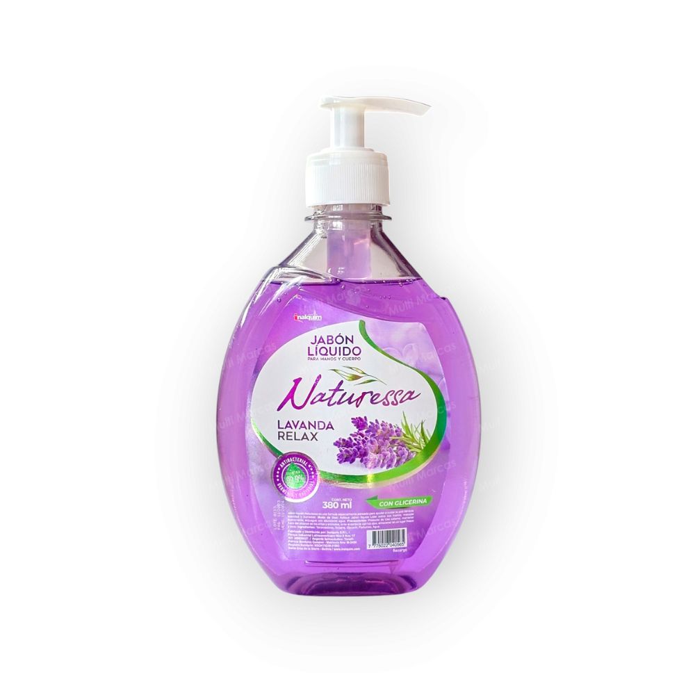 Jabón Líquido de 380 ml. con Dispensador Tipo Pico - Lavanda - Naturessa