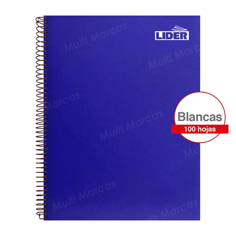 Cuaderno Anillado Metálico Carta LIDER Color Pleno 100 Hojas Blancas