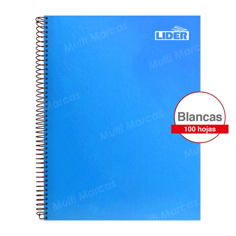 Cuaderno Anillado Metálico Carta LIDER Color Pleno 100 Hojas Blancas