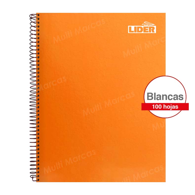 Cuaderno Anillado Metálico Carta LIDER Color Pleno 100 Hojas Blancas