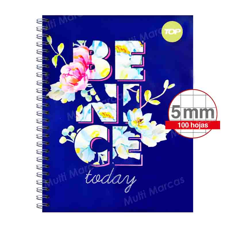 Cuaderno Anillado Metálico doble Espiral Carta TOP 100 Hojas Cuadricula Corriente