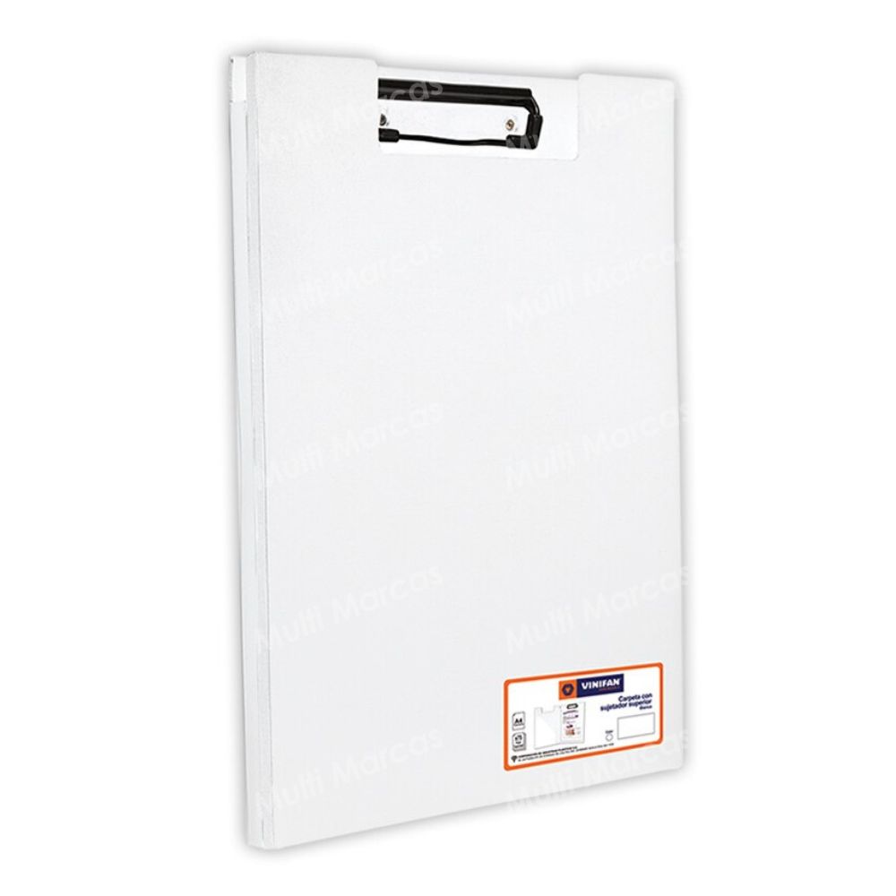 Folder/Carperta A4 Con Sujetador Superior Color Blanco - VINIFAN