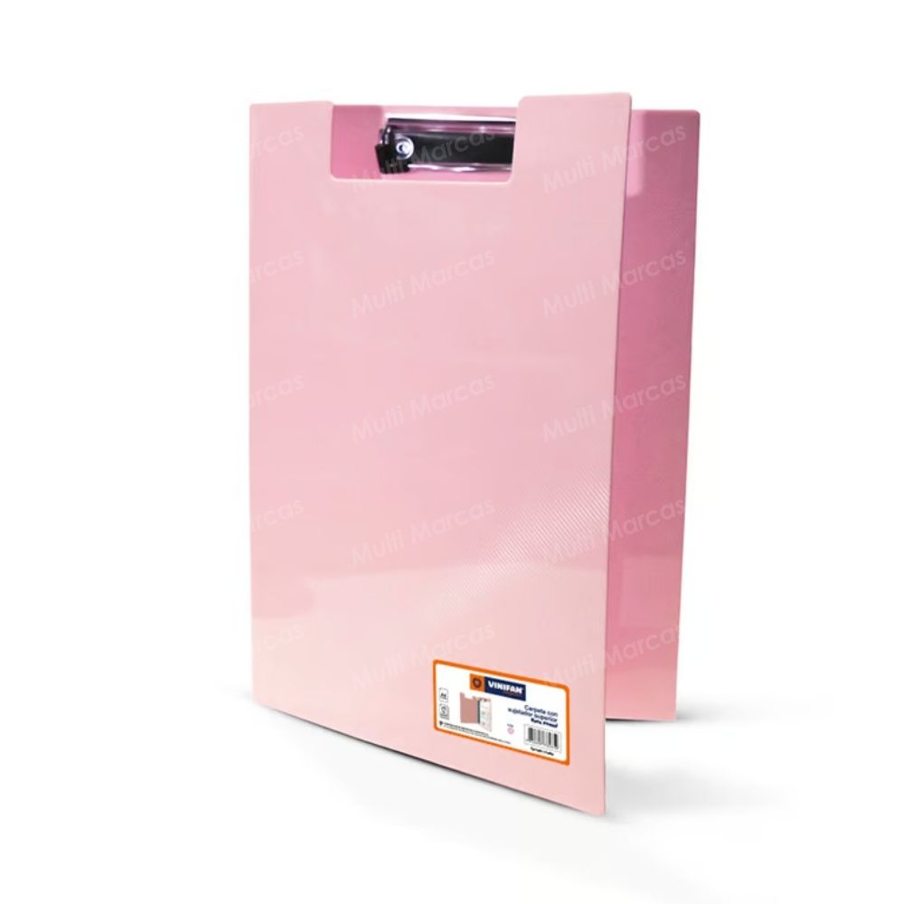 Folder/Carperta A4 Con Sujetador Superior Color Rosado - VINIFAN