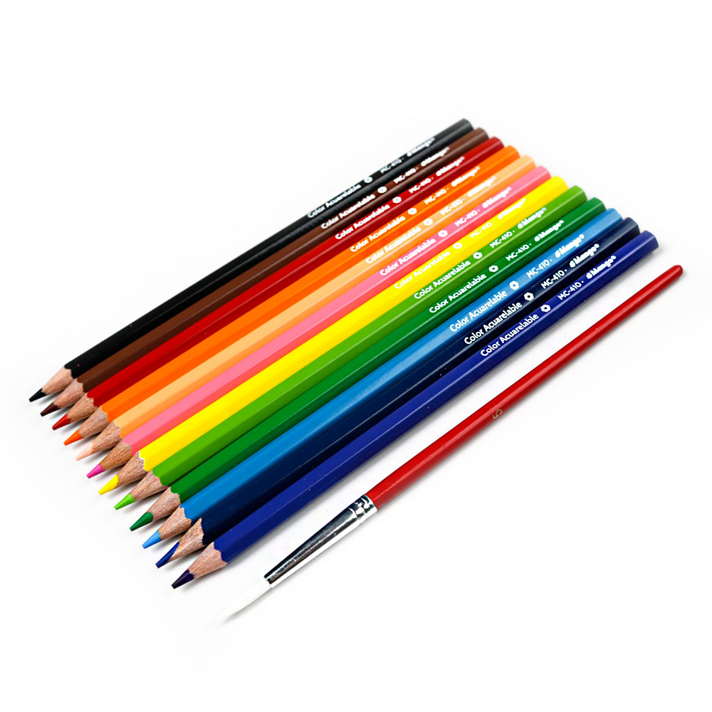 Set de 12 Lápices de Colores Acuarelables + Pincel - MC410 - Mango