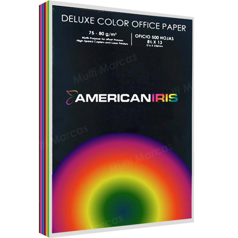 Paquete Bond de Multicolor Tamaño Oficio AMERICAN IRIS 500 Hojas