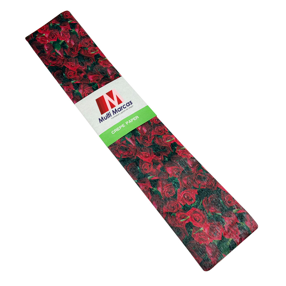 Rollo de Papel Crepé (50 x 150 cm) con patrón de Rosas
