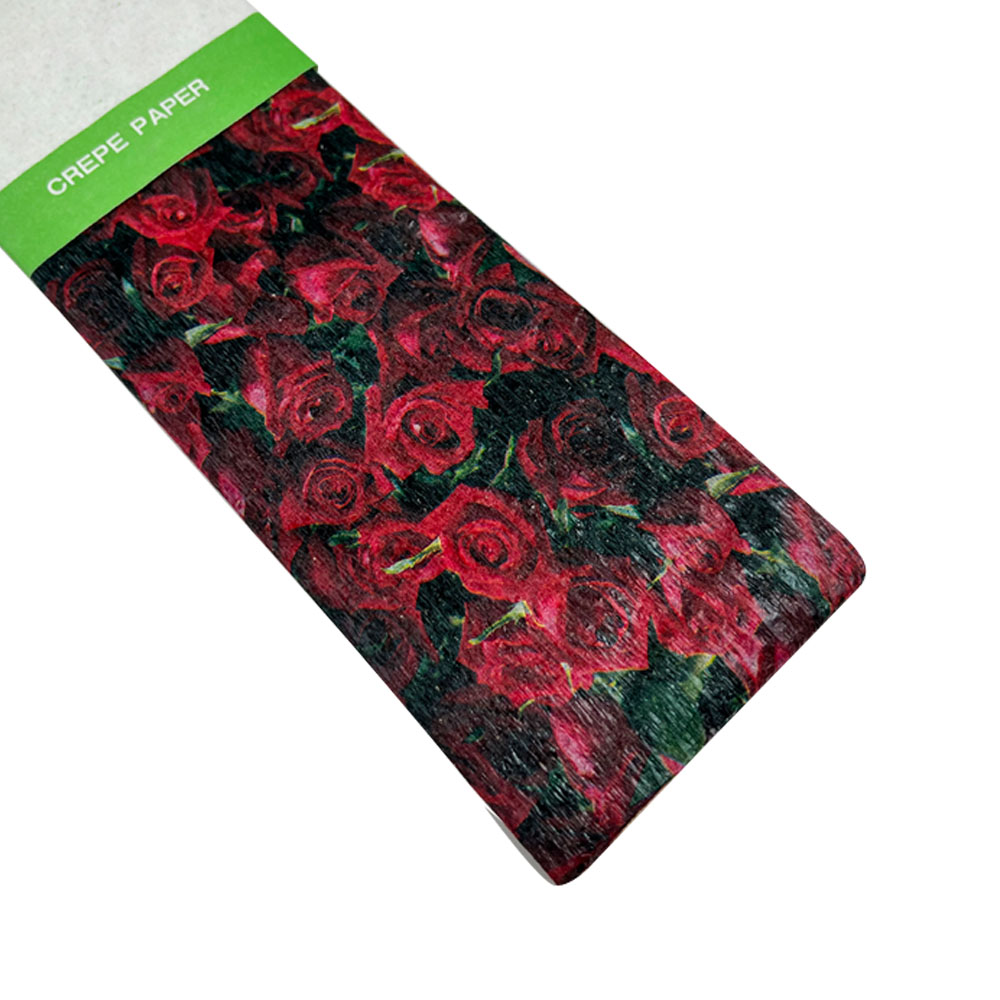Rollo de Papel Crepé (50 x 150 cm) con patrón de Rosas