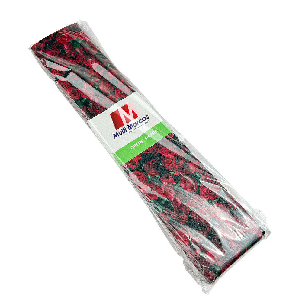 Rollo de Papel Crepé (50 x 150 cm) con patrón de Rosas